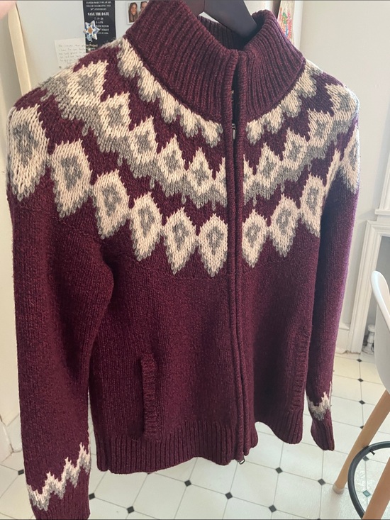 Eddie Bauer Sweaters - Eddie Bauer Maroon Zip-Up Nordic Turtleneck Sweater